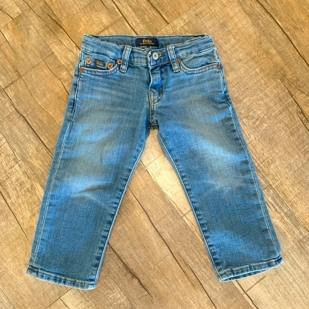 Polo Ralph Lauren Kids Medium Wash Slim Straight Jeans Adjustable Waist Size 2T